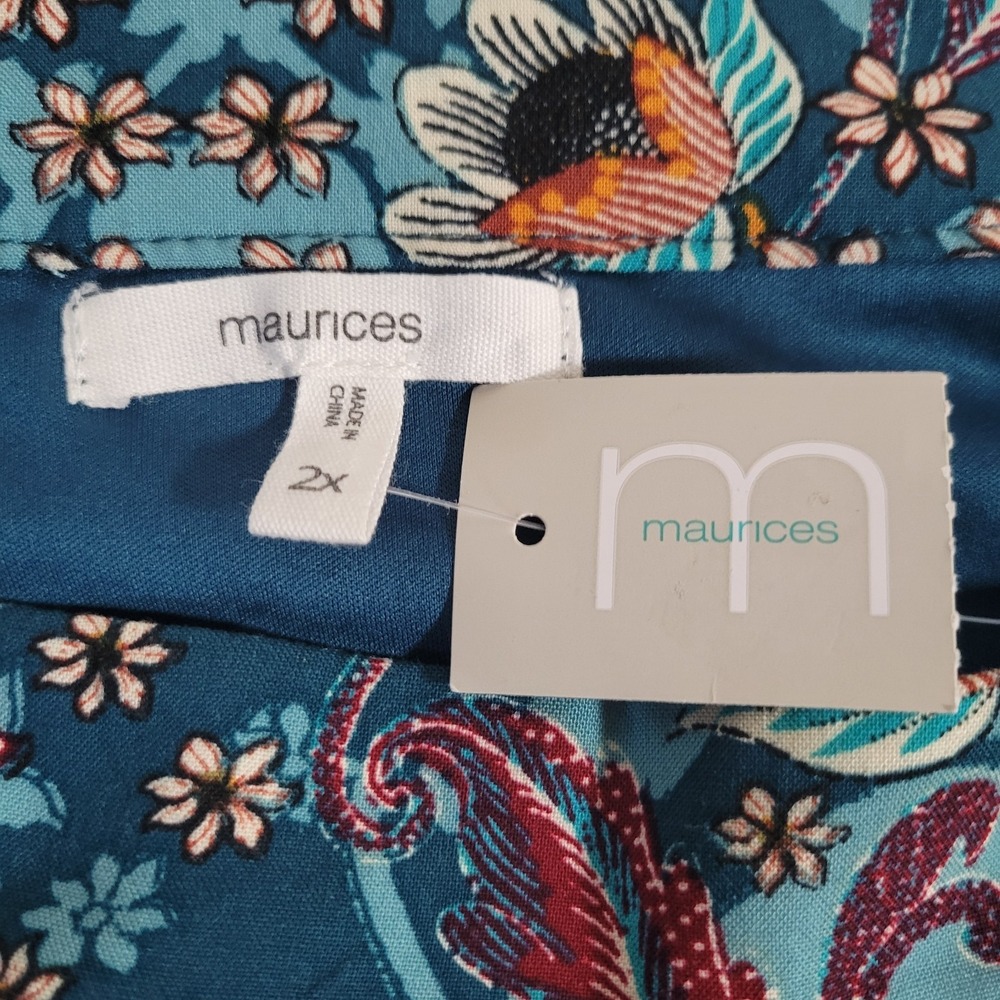 Maurices Floral Women's Dress Size 2X Puff Sleeve Tie NEW NWT Square Neck 1756 - Picture 4 of 6